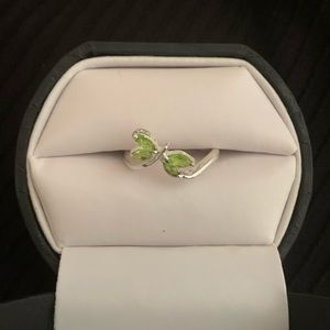 Sterling silver ring with green butterfly stones